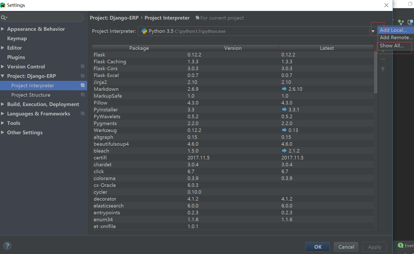 显示所有的远程环境